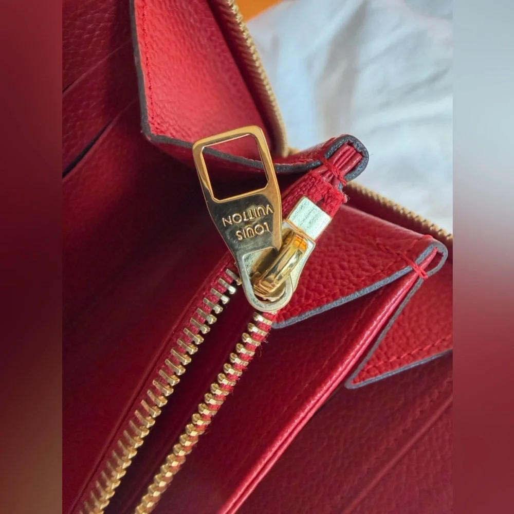 Louis Vuitton Rouge Red Empreinte Clemence Leather Continental Card Coin Wallet